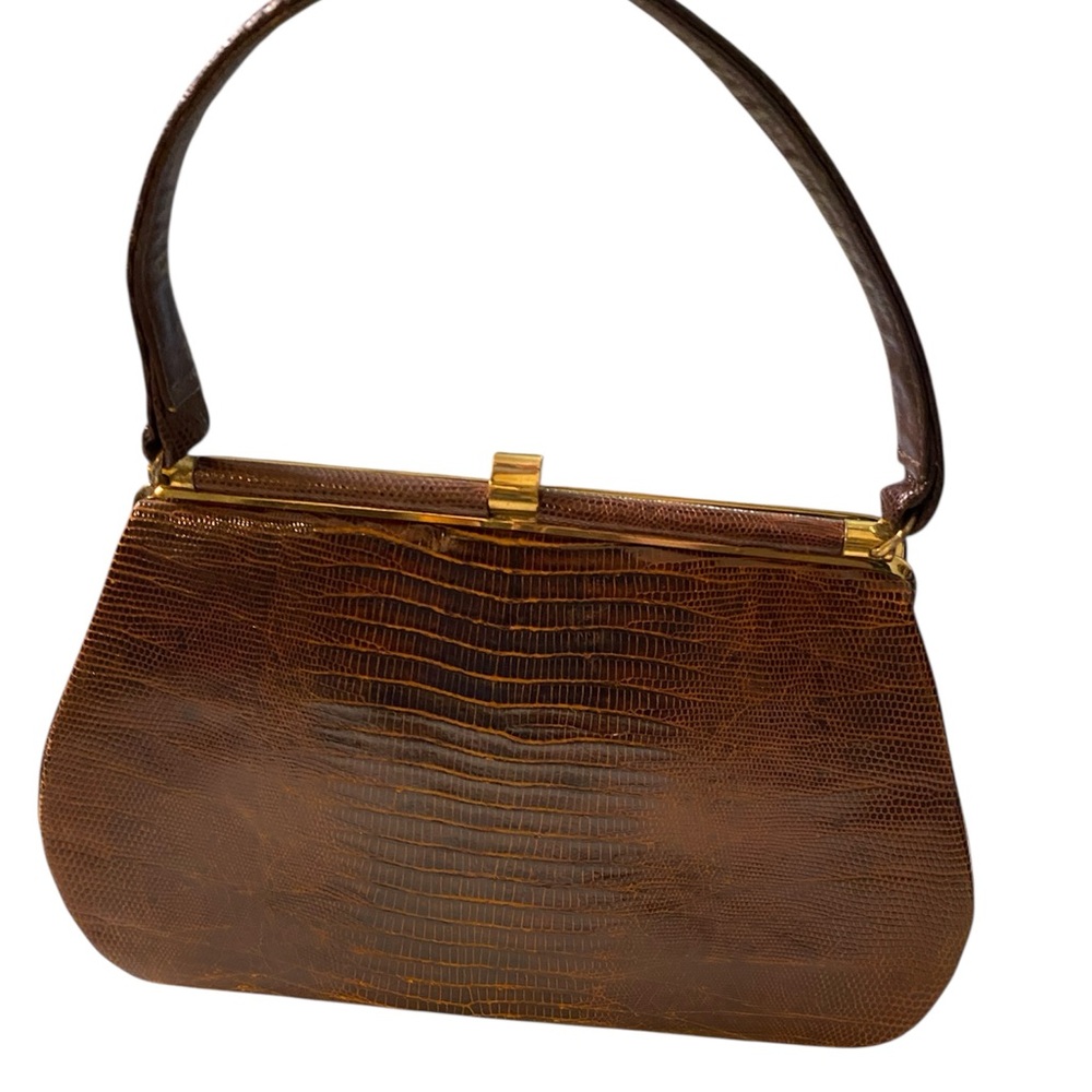 BELLESTONE Brown Crocodile Embossed Shoulder Bag
